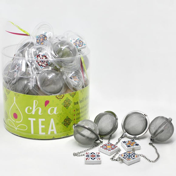 Ch'A Tea Ball Infuser with Tile Charm