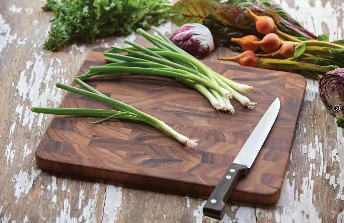 Charleston End Grain Prep Station  Ironwood Acacia Wood Cutting Boards