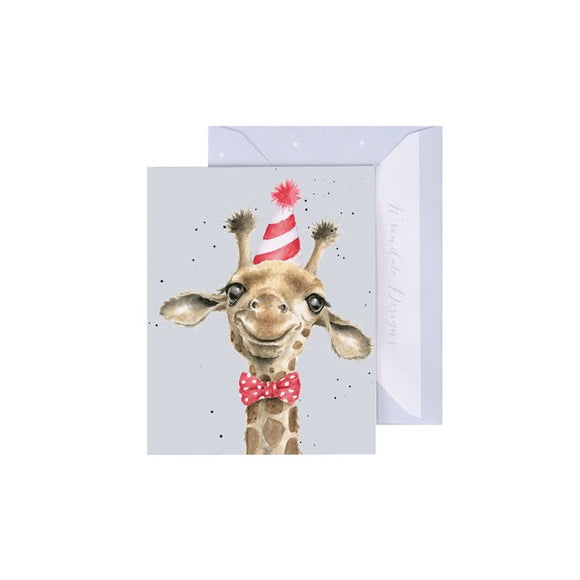 Wrendale Mini Greeting Card, Here for the Cake (Giraffe)