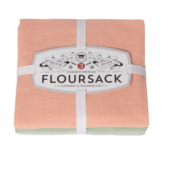 Now Designs Floursack Dishtowel Set, Dawn/Eucalyptus/Mint 3pc