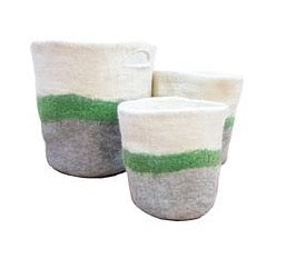 Hamro Nesting Basket Set, 3pc Grey/Green/Cream