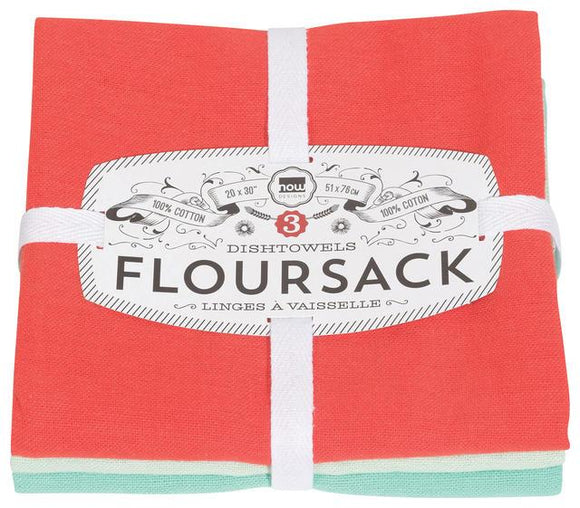 Now Designs Floursack Dishtowel Set, Fiesta/Jade/Lucite 3pc
