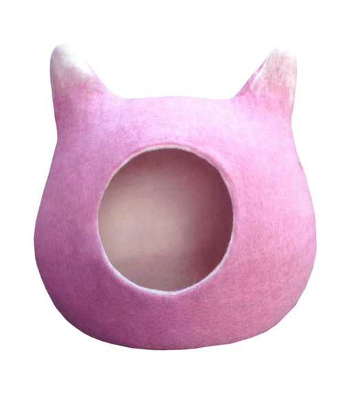 Pink Kitty-Shaped Felt Cat House / Cave / Condo