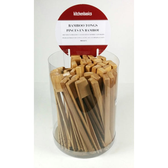 KitchenBasics Mini Bamboo Tongs, 6