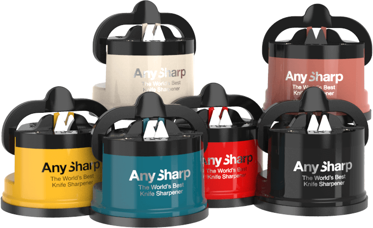 AnySharp Essentials - Knife Sharpener with PowerGrip - for Knives and Serrated Blades