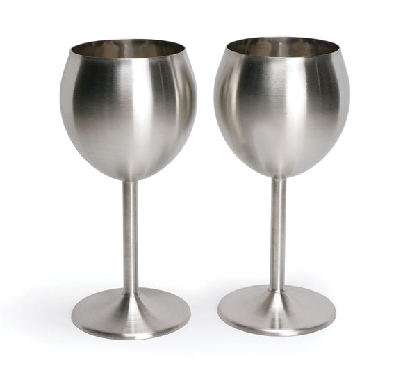RSVP Stainless Steel Wine Glass Set, 2pc
