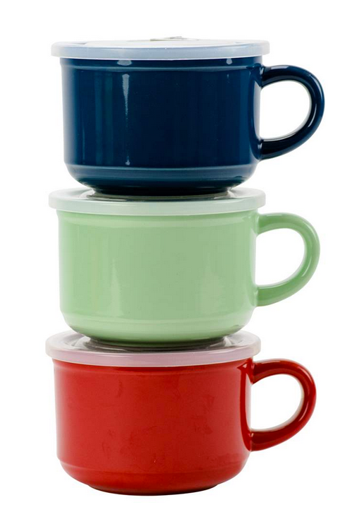 Assorted Colours, 21oz Souper Mug W/Lid