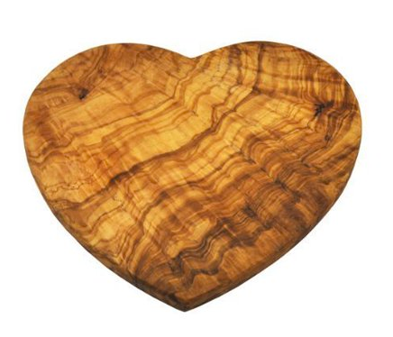 Tunisian Olive Wood Board, Heart Shaped 29cm