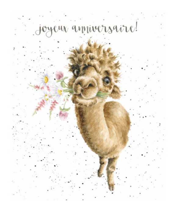 Wrendale French Greeting Card, Choisies Pour Toi (Alpaca)