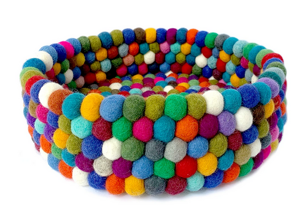 Hamro Felt Ball Storage Basket, Multi-Colour
