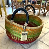 Big Blue Moma Round Basket, Large Two-Handled - Green, Orange & Red