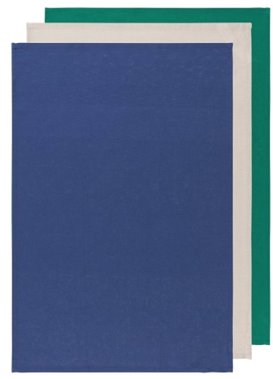Floursack Dishtowels, Navy/Lunar/Emerald, Set/3