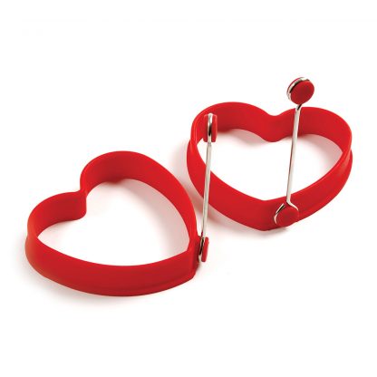 NorPro Silicone Heart Pancake / Egg Rings, 2pc Red