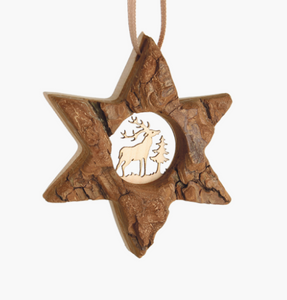Bark Star-Shaped Ornament, Deer