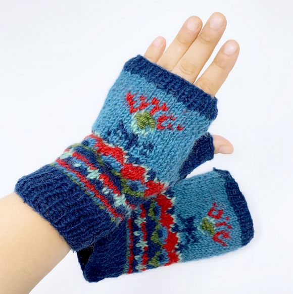 Hamro Knitted Fingerless Mittens, Ekta