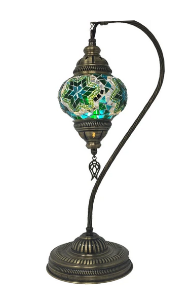 Mosaic Table Lamp w/Arm - Small,  Blue Star
