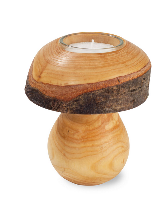 Wooden Mushroom Shaped Tealight Holder, 9cm