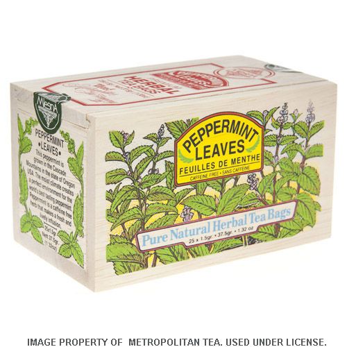 Wood Box, Peppermint Herbal Tea, 25 Teabags