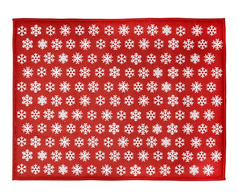Snowflake Drying Mat, Red 15x20