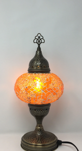 Mosaic Table Lamp w/ Finial, Orange Star