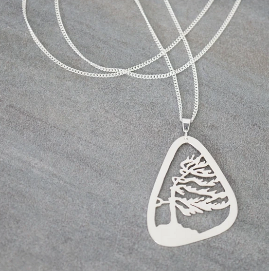 Argent Whimsy Framed Windswept Tree Pendant w/Chain