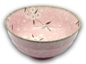 Pink Cherry Blossom Japanese Porcelain Bowl, 17cm