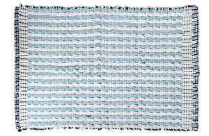 Basket Weave Cotton Chenille Rug Blue/Ivory 20"x32"
