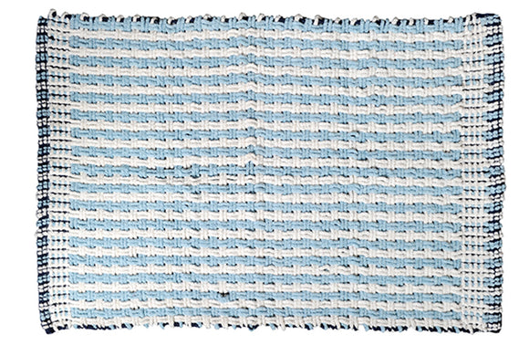 Basket Weave Cotton Chenille Rug Blue/Ivory 20