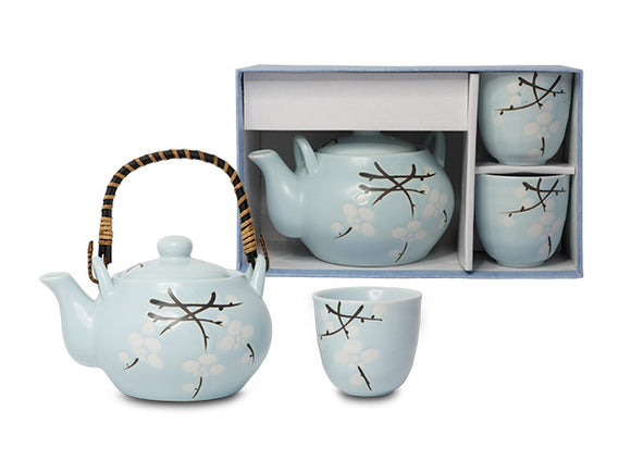 Blue Plum Tea Set, 3pc in Gift Box