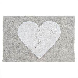 Indaba Heart Bath Mat, 30"L x 20"W, Grey/White