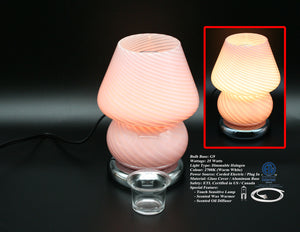Touch Sensor Glass Lamp – Pink Murano Stripe 9"