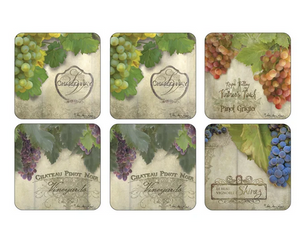 Pimpernel Cork-Backed Coaster Set, 6pc - Tuscan Vineyard