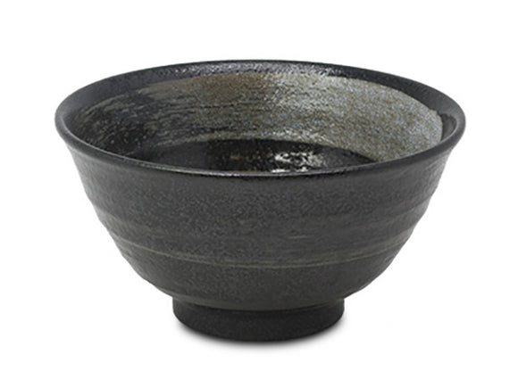 Black Crystal Japanese Porcelain Tall Ramen Bowl, 6.8x3.5