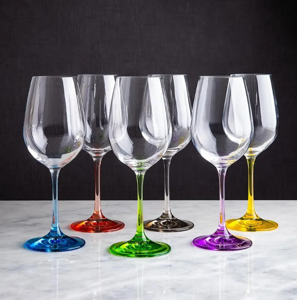 Bohemia Crystal Rainbow Red Wine Glass Set, 6pc 550ml