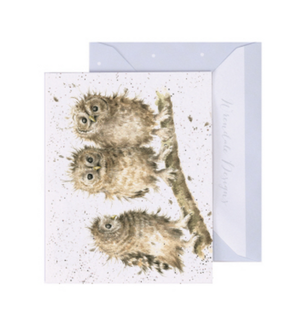 Wrendale Mini Greeting Card, You First (Baby Owls)