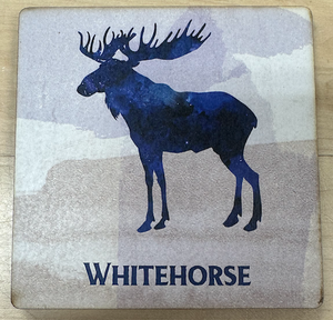 Wooden Coaster, Blue Moose - Whitehorse