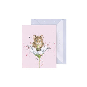 Wrendale Mini Greeting Card, Oops a Daisy (Mouse)