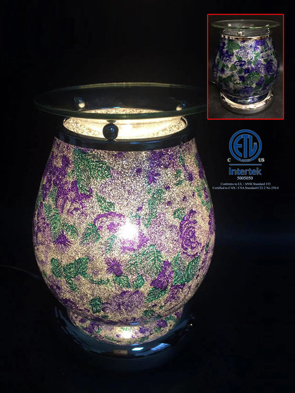Glass Eggshell Touch Lamp W/Glossy Shiny Surface – Purple Rose