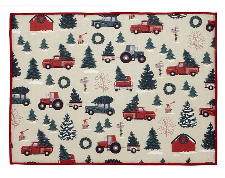 Vintage Red Christmas Printed Drying Mat, 15x20