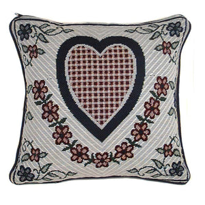 Cushion Cover, Center Heart Check 17"X17"