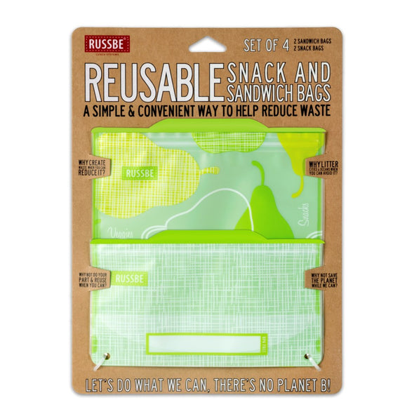 Re-Usable Snack/Sandwich Bags, Set of 4, Pear