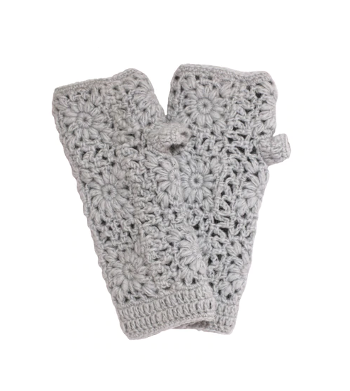 Wool Knitted Mittens Gloves, Gray (Fingerless)