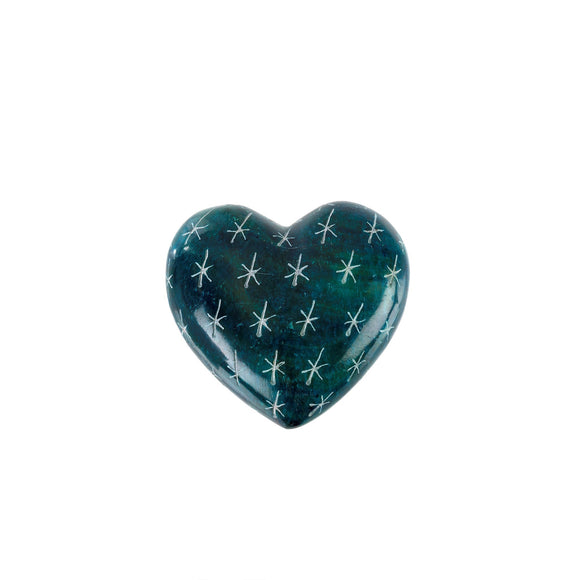 Indaba Blue Lagoon Soapstone Heart, Small 2x2x0.75