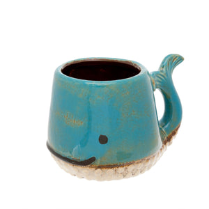 Ceramic Weathered Whale Mug, Blue