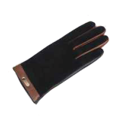 RMO Ladies Black & Brown Sheep Suede & Leather Dress Gloves, Medium