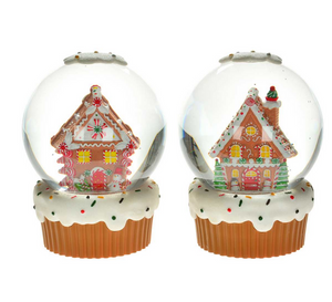 Gingerbread House Waterglobe w/LED, 5" Assorted
