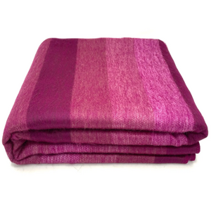 Ecualama Baby Alpaca Wool Throw, Fuchsia/Pink Thick Stripe 97x67"