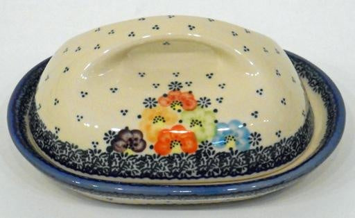 Butter Dish, Country, 18x13x9cm, Blue Dot Clusters