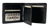 Rugged Earth Black Leather Billfold Wallet, Style 880011