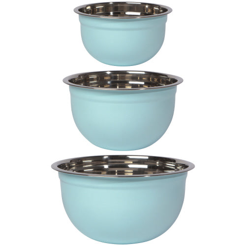 Matte Steel Mixing Bowl Set, 3pc - Robin's Egg